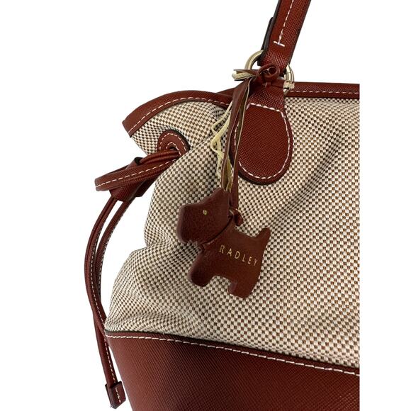 Radley London Tan Brown Dane Park Canvas Medium Old Money Tote Shoulder Bag - Picture 4 of 10